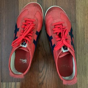men’s 8/women’s 9.5 red and navy blue onitsuka tiger sneakers